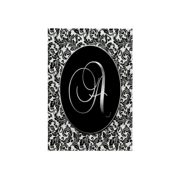 3dRose, Letter A - Black and White Damask, 15x22 Hand Towel