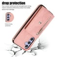 thumbnail image 7 of ELEHOLD Crossbody Wallet Case For Samsung Galaxy A32 5G,with RFID Card Slots Zipper Pocket Kickstand Function Shockproof Purse Case with Detachable Shoulder Strap,Rosegold, 7 of 7