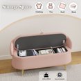 thumbnail image 3 of Williamspace 50" Small Couch Sofa Stool Bed End Storage Foot Stools Ottoman Couch Storage Teddy Fleece, Pink, 3 of 5