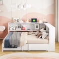 thumbnail image 3 of Euroco Metal Full Size Daybed with Shelves, Trundle and USB Charging, White, 3 of 14