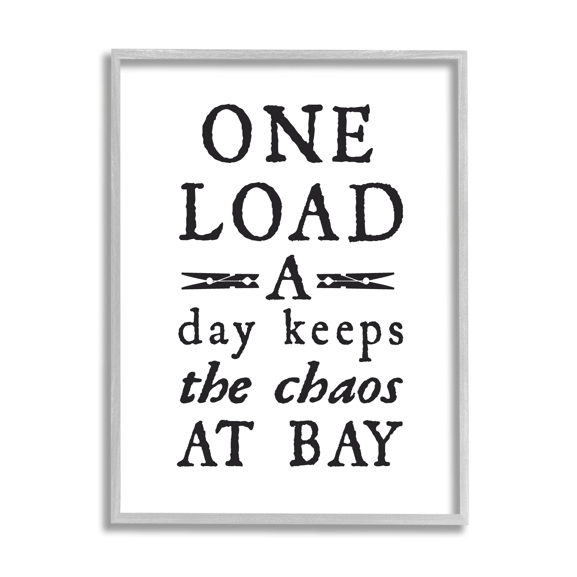 Stupell Industries Laundry Clothespin Distressed Text Phrase Sign Graphic Art Gray Framed Art Print Wall Art, Design by Lettered and Lined