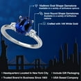 thumbnail image 2 of Gem Stone King 14K White Gold Blue Created Sapphire and Moissanite Engagement Ring for Women | 3.50 Cttw | Oval 10X8MM | Gemstone September Birthstone | Size 6, 2 of 6