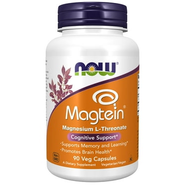 NOW Supplements, Magtein™ with patented form of Magnesium (Mg), Cognitive Support*, 90 Veg Capsules