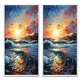 thumbnail image 2 of Designart "Beach Sunlit Waves painting" Coastal Beach Sand Framed Wall Art Set Of 2 - Blue Beach Gallery Wall Frame Set For Home Decor, 2 of 7