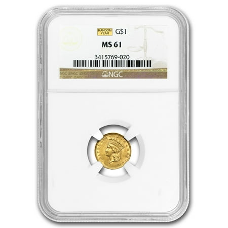 Head Gold Coin - $1 Indian Head Gold Type 3 MS-61 NGC/PCGS