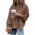 thumbnail image 2 of Fall Winter Crewneck Women Casual Knit Sweater Ribbed Side Slit Loose Pullover, 2 of 5