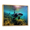 thumbnail image 2 of Designart "Blue Black Marine Animals Majestic Orcas" Marine Animals Floater Framed Wall Art Print, 2 of 7