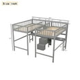 thumbnail image 4 of Double Loft Beds Twin&Twin Size, Modern Wooden Beds Frame with Middle Storage Staircase and Dual Built-in Desks, Storage Beds with Full-length Guardrails and Bookshelves, Gray, 4 of 7