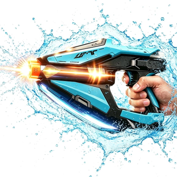 WonderStone Electric Water Blaster for Adults & Kids, Light-Up Automatic Squirt Machine, Summer Outdoor Water Toy for Beach, Swimming Pool Party (Blue)