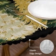 thumbnail image 3 of Black Christmas Round Tablecloth, Fitted Table Cover with Elastic for 36"-44" Round Tables, Xmas Tree Snowflake Farmhouse Table Cloth Outdoor Indoor Dinning Party Waterproof Tablecloths, 3 of 7