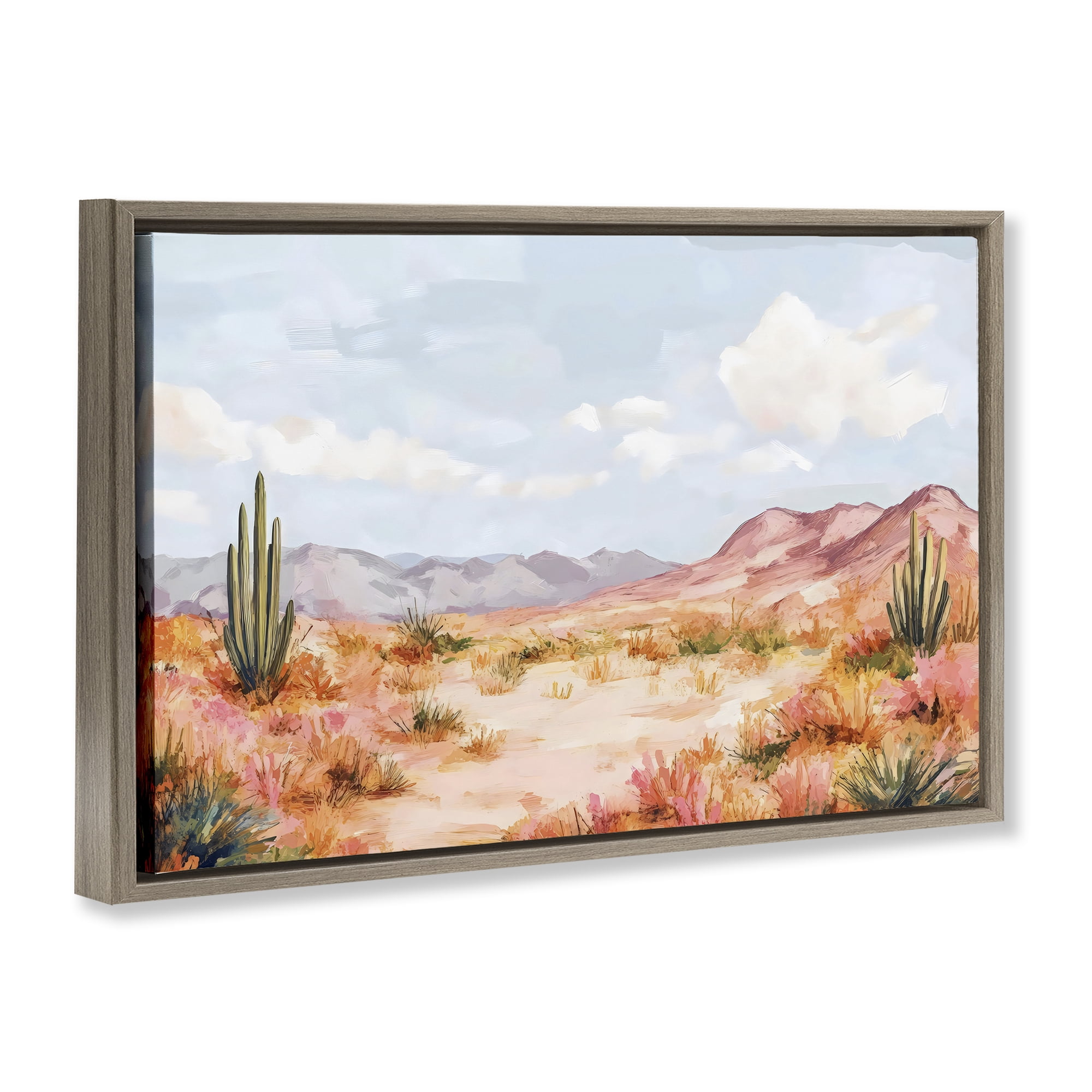 Stupell Industries Pastel Desert Dream Sunset Brown Framed Floater Canvas Wall Art, design by Creative Studio
