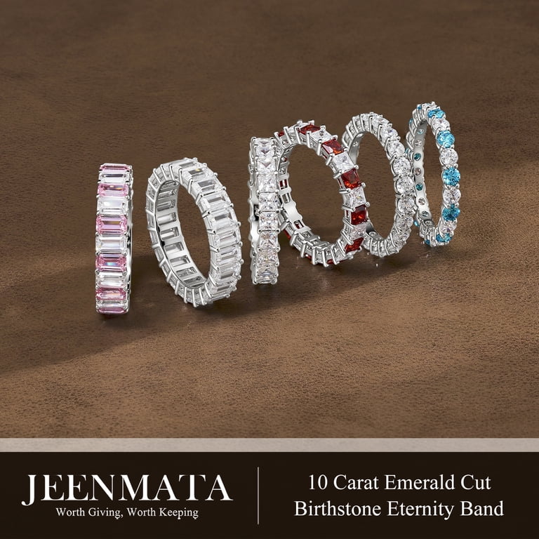 JeenMata Stackable Emerald Cut Eternity Wedding Band photo 2