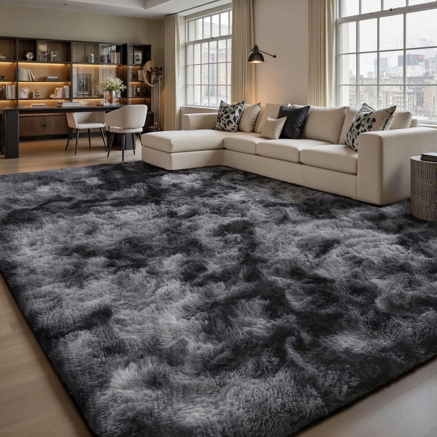Fluffy Round & Rectangle Area Rugs for Living Room Bedroom, Non-Slip Shaggy Carpet for Kids Room Nursery, Multiple Sizes & Color