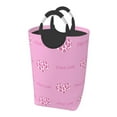 thumbnail image 2 of Waterproof Collapsible Laundry Hamper, Pinkish Purple Floral Heart Pattern Aluminum Handle Laundry Bag, 50L, 2 of 6