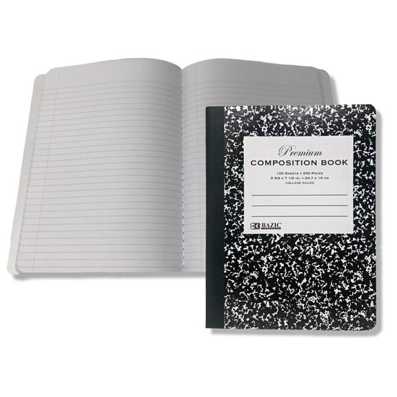 Premium Composition Book College Ruled Notebooks 100 Sheets 9.75" x 7.5" Inch