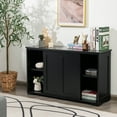 thumbnail image 3 of Costway Kitchen Storage Cabinet Sideboard Buffet Cupboard Wood Sliding Door Pantry Black, 3 of 12
