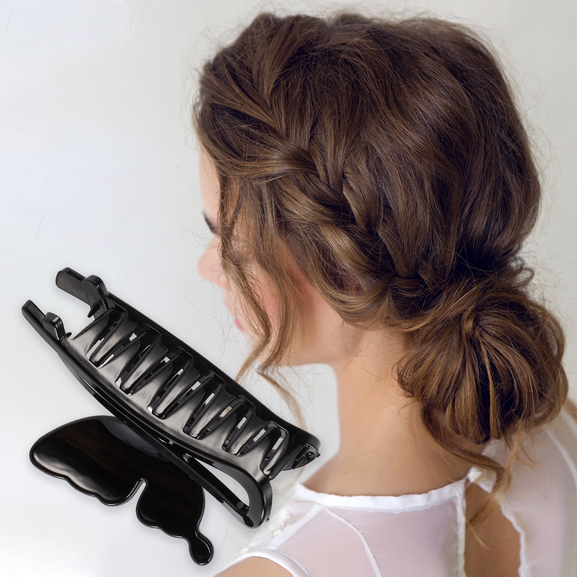Unique Bargains Women's Elegant Butterfly Hair Clips 4.33"x2.72"x2.05" 3 Pcs Black Brown Green