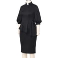 thumbnail image 5 of Afinprain Women's Clergy Dress with Tab Collar Peplum Waist and Puff Sleeve Church Minister Uniform, 5 of 7