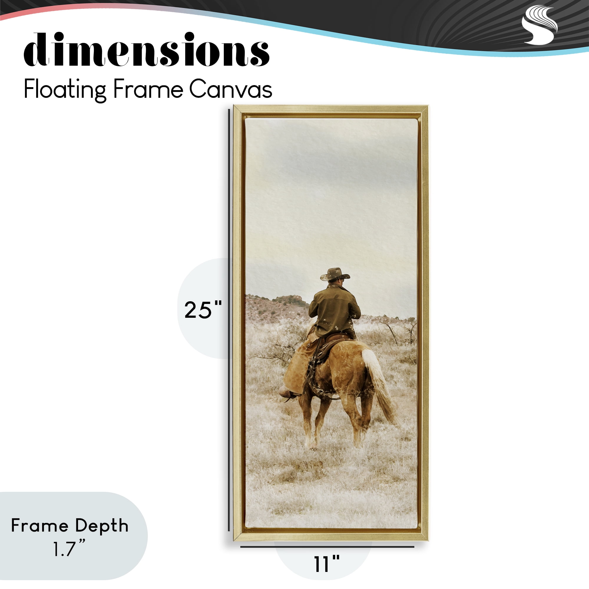 Stupell Industries Wild Wrangling Cowboy Gold Framed Floater Canvas Wall Art, design by Marcus Prime