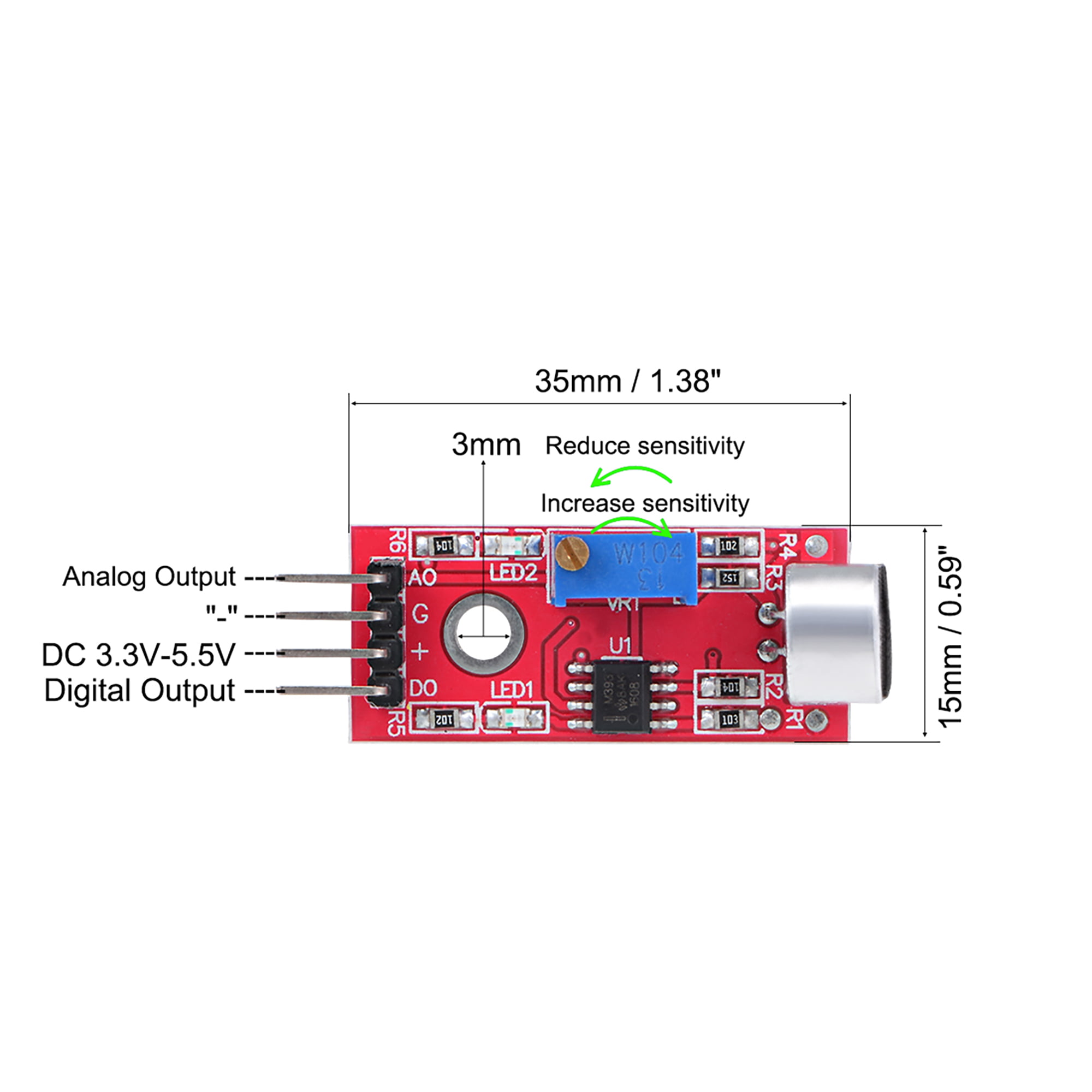 2PCS Microphone Sensor Sensitivity Sound Voice Module für Arduino Smart Car 