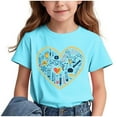 thumbnail image 2 of Spazoro Big Boys Girls Shirts Tee, Graphic T-Shirts Crew Neck Cute Print Short Sleeve Casual Summer Tops for Unisex Sky Blue Size 7 T, 2 of 7