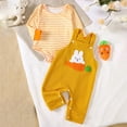 thumbnail image 4 of DHFJKG Easter Baby Boy Girl Clothes 2 Piece Sets Newborn Striped Romper With Bunny Embroidery Overalls Festival Cute Outfit 0-18M Soft Playwear, 4 of 5