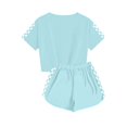 thumbnail image 6 of VONCOS Fashionable 5 - 6 Years Old Kids' Casual Short Sleeve Crew Neck Printed T - Shirt and Short Pants Two - Piece Set with Checkered and Animal Print Patterns,Green,Size 7 T, 6 of 8