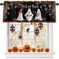 thumbnail image 3 of Halloween Ghost Window Valance Kitchen Curtains, Horror Dead Tree Pumpkin Rod Pocket Short Panels Spooky Valances Curtain, Orange Black Lattice Window Treatments Drapes for Living Room Bedroom Decor, 3 of 6