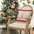 thumbnail image 5 of colorlife Merry Christmas Hello Winter Buffalo Plaid Snowflake Red Throw Pillow Cover, 18 x 18 Inch Winter Holiday Cushion Case Decoration for Sofa Couch Set of 4, 5 of 6