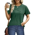 thumbnail image 4 of UVN Blouses for Women Summer Short Sleeve Shirts Casual Crew Neck Pleated Tunic Tops, 4 of 10