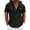 Black, variant on Men's Linen-Cotton Hooded Shirt V-Neck Short Sleeve Shirt Solid Button-Up Casual Summer Top with Chest Pockets,M,Khaki