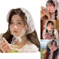 thumbnail image 2 of Lovely Lace Bandana Sheer Hair Kerchief Tie Back Headwrap Flower Pattern Small-fresh Turban for Girls Photo Props, 2 of 4