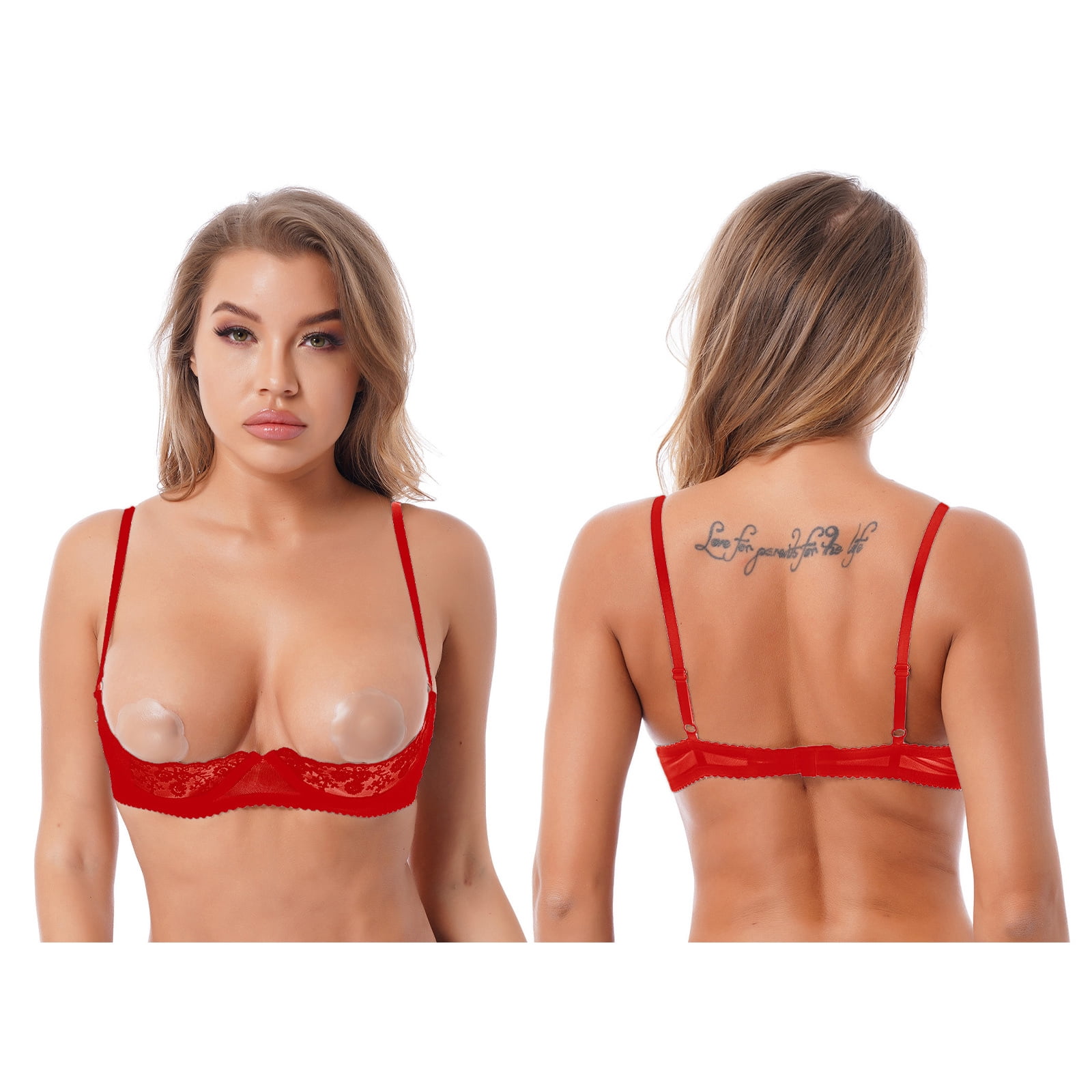 MSemis Women's Hollow Out Lingerie Open Cups Bra Push Up