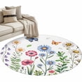 thumbnail image 2 of Round Area Rug 3.3 Ft, Spring Floral Washable Non-Slip Circle Carpet for Living Room/Bedroom, Pink Blue Flowers Botanical Butterflies Low-Profile Small Kitchen Mats Collection Rugs for Indoor, 2 of 7