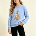 thumbnail image 2 of Falkdiz Christmas Shirts for Girls Fashion Long Sleeve Tops Outdoor Winter Casual Graphic Crew Neck Girls Pullover , Light Blue , Size: 9-10Years, 2 of 7