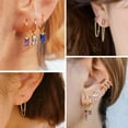thumbnail image 2 of Alexcraft Stud Earrings Set for Women, for Multiple Piercing 14K Gold Plated Studs Earrings and Zirconia Earrings Set, Small Huggie 925 Sterling Silver Post Hoop Chain Earrings Set, 2 of 7