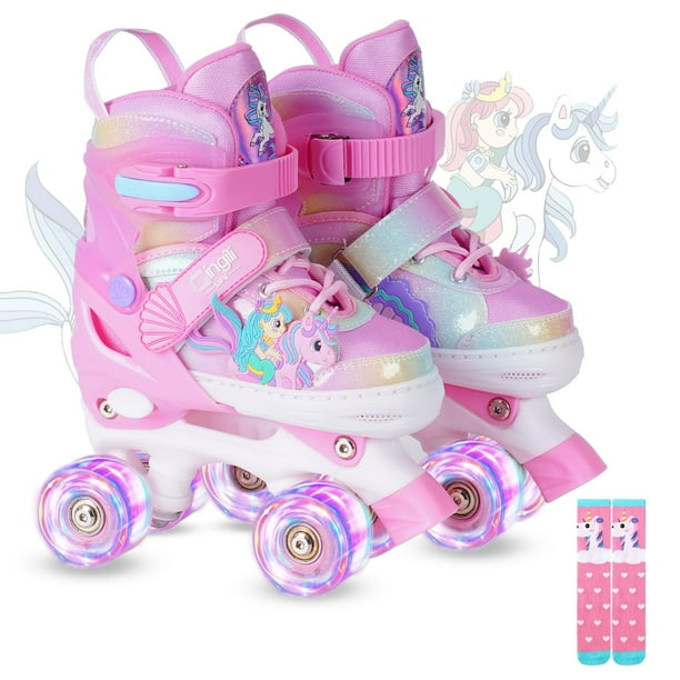 Patines Gingili Life ajustables con iluminación para niñas de 3 a 12 años