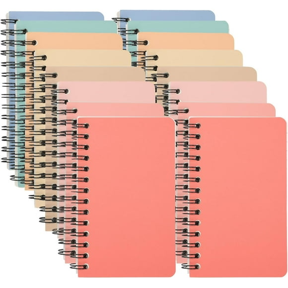 Woeilo 16 Pack Memo Pads Pocket Notebooks 3x5 Inches Small Spiral Notebook Mini Notepads Lined College Ruled Paper, 8 Assorted Retro Color Sheet for School Office