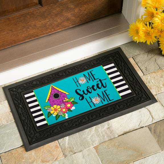 Evergreen Daisy Birdhouse Sassafras Indoor Outdoor Switch Doormat 1'10"x10" Multicolored