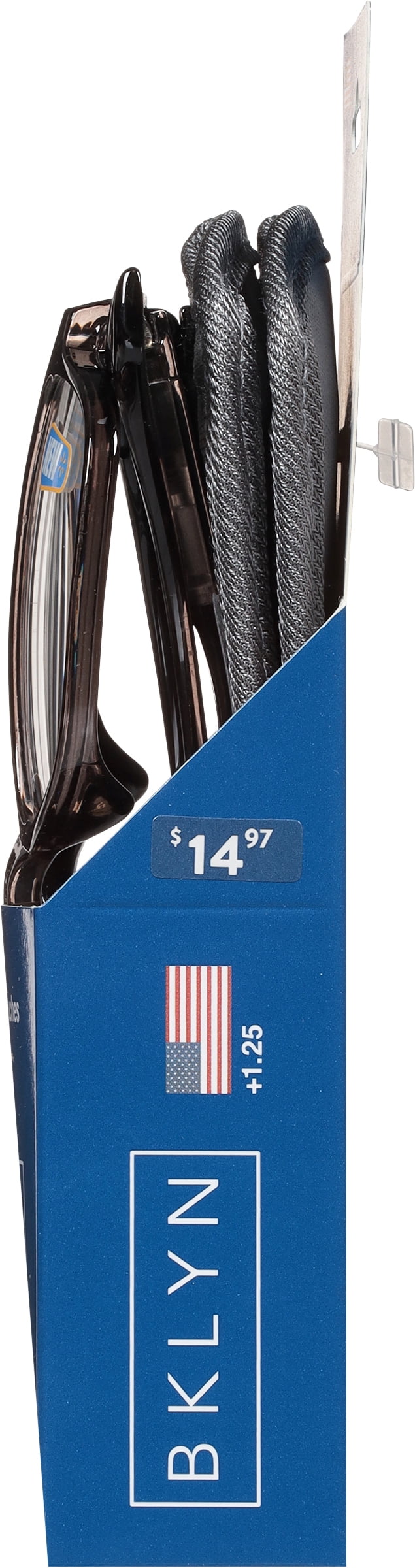 (2 pack) Bklyn, Montrose +1.25, Adult, Mens, Plastic Reading Glasses & Pouches Value Pack , 2 Ea