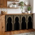 thumbnail image 3 of Double Arches Cabinet Curtains for Kitchen 28"W x 51"L, Vintage Traditional Black Gold Floral Symmetrical Under Sink Skirt Magic Tape Short Curtain Decorative Privacy Panel for Pantry Cabinet Opening, 3 of 9