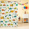 thumbnail image 2 of Erosebridal Cartoon Car Shower Curtain 72Wx84L, Automobile Bathroom Shower Curtain, Yellow White, 2 of 5