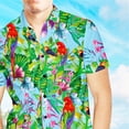 thumbnail image 3 of Camisa Blusa casual de moda con botones de manga corta con solapa con estampado floral para verano, 3 of 5