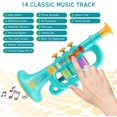 thumbnail image 6 of Trumpet Toys, Toy Trumpet for Kids Music Toys Simulation Trumpet Musical Instrument Toys Portable Durable Early Educational Toys with Light for Kid Boys Girls as Gift (Blue), 6 of 7