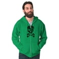 thumbnail image 5 of Irish Skull Crossbones St Pattys Day Zip Up Hoodie Men's Women's Brisco Brands 3X, 5 of 6