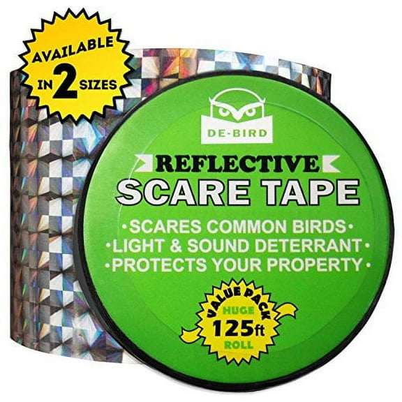 De-Bird Scare Tape - Weatherproof Reflective Tape - Seagull Reflective Ribbon for Balcony & Patio Deterrent - Reusable Goose Deterrent Scare Ribbon - 125 Ft Roll, Garden Style
