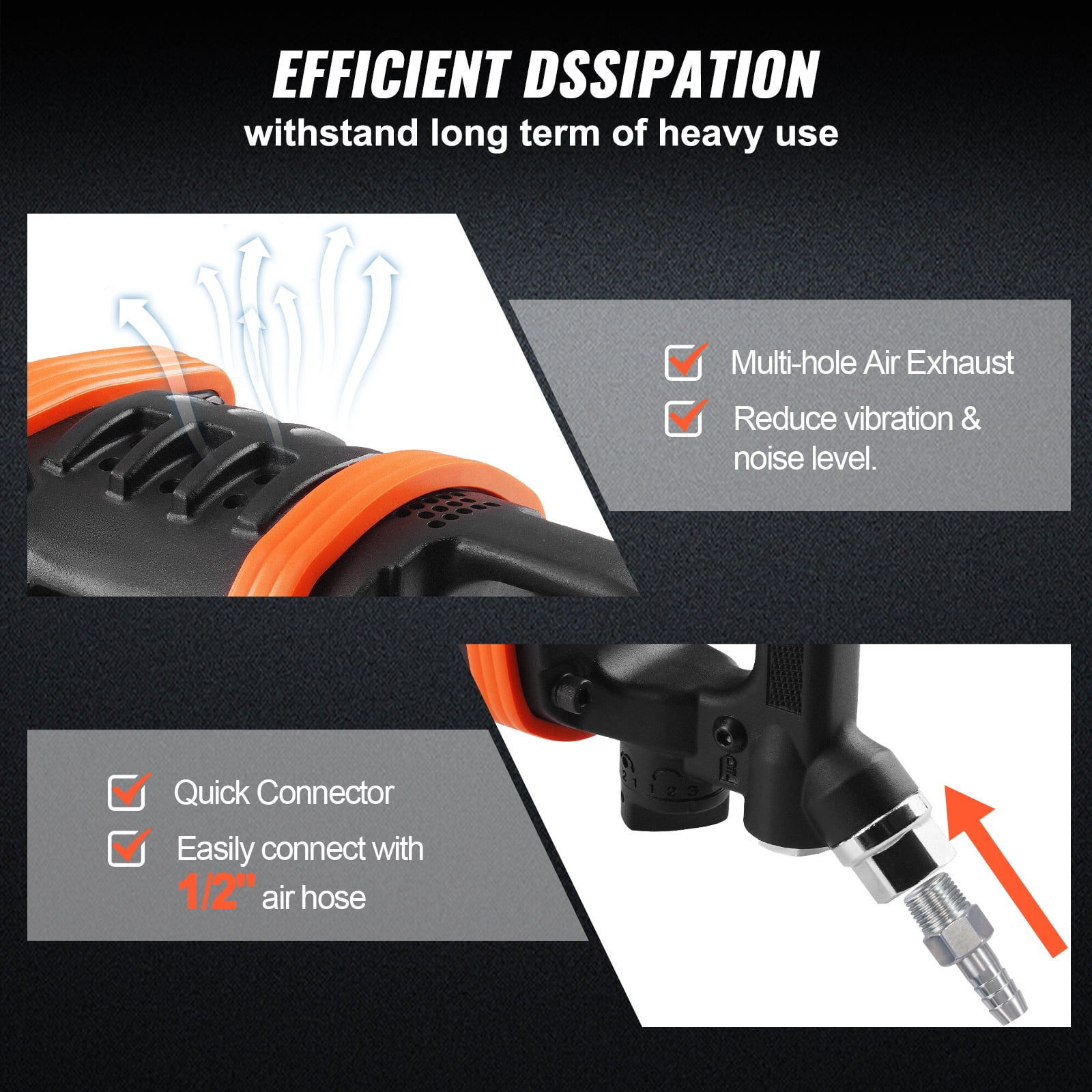 VEVOR 1 Inch Air Impact Wrench, Up to 5175 ft-lbs Beast Reverse Torque Output Pneumatic Impact Gun w/ 8 Inch Extended Anvil for Repairs and Maintenance