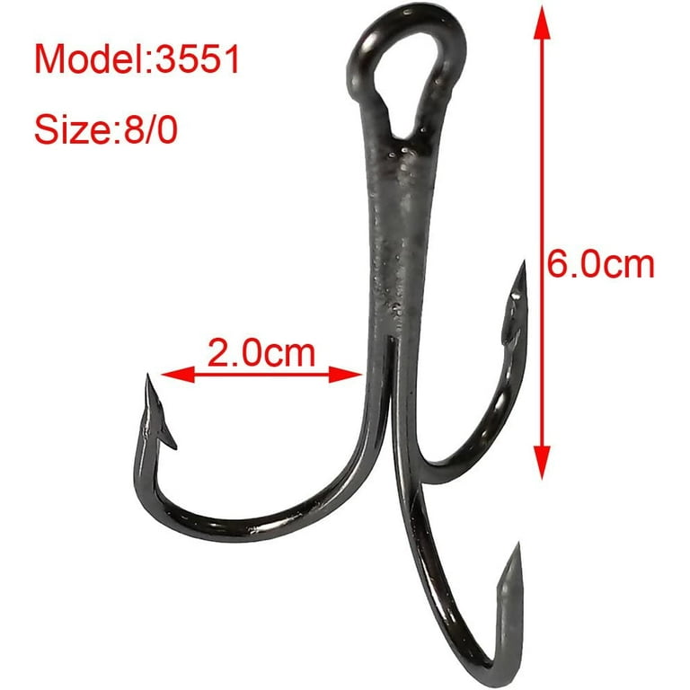 Treble Hook Strong Treble Fishing Hooks High Carbon Steel Fishing Hooks  Tackles Box for Lures Baits Treble Fishing Hooks Size 8/0 10/0 (10pcs 8/0)  