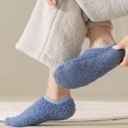 thumbnail image 5 of Mens Plush Lined Low Cut Home Socks Anti Slip Warm Bedroom Socks Solid Color Casual Indoor Socks Blue One Size, 5 of 6