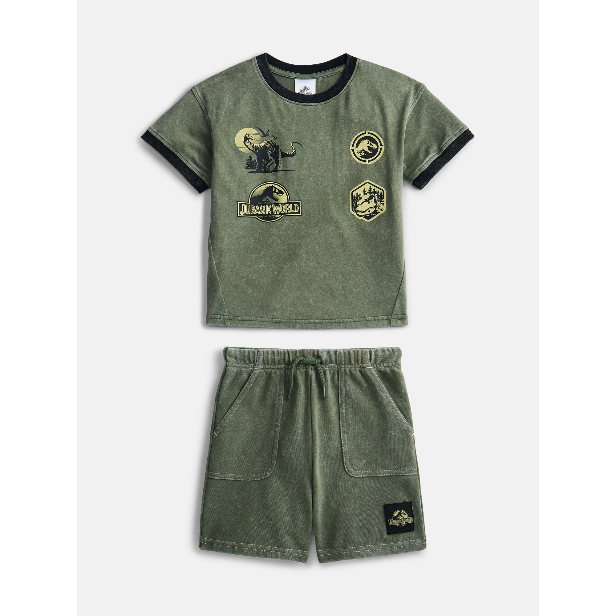 Jurassic World Toddler Boys Short Sleeve Graphic Tee and Matching Shorts Outfit Set, 2-Piece, Sizes 12M-5T